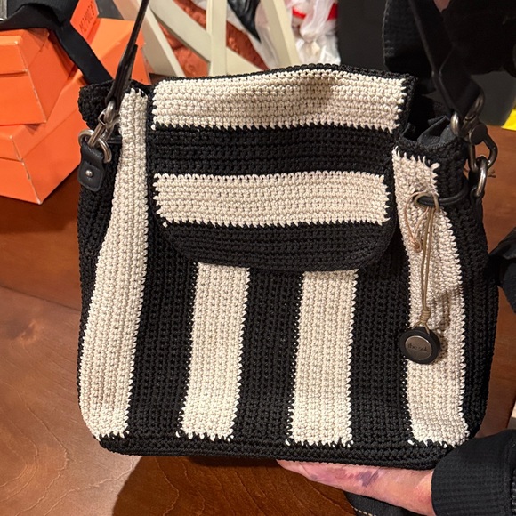 The Sak Handbags - THE SAK Chic Black and White Striped Backpack